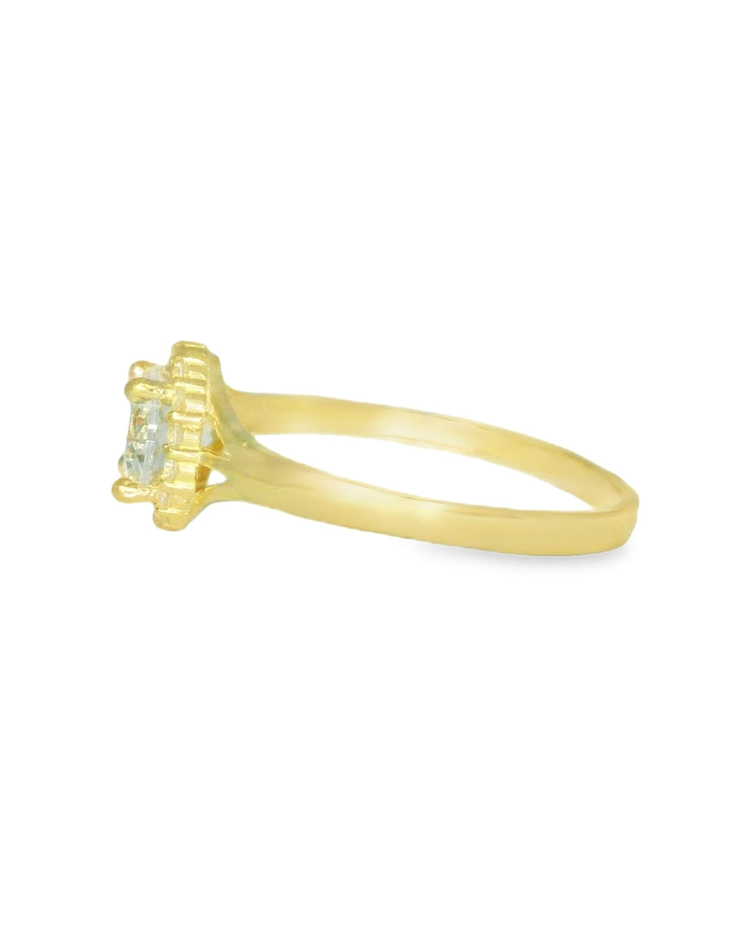 14K YELLOW GOLD FANCY RING SIZE 8 1/4 WHITE CZ 1.9G