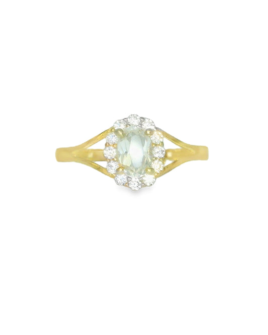 14K YELLOW GOLD FANCY OVAL RING SIZE 8 WHITE CZ 1.6G