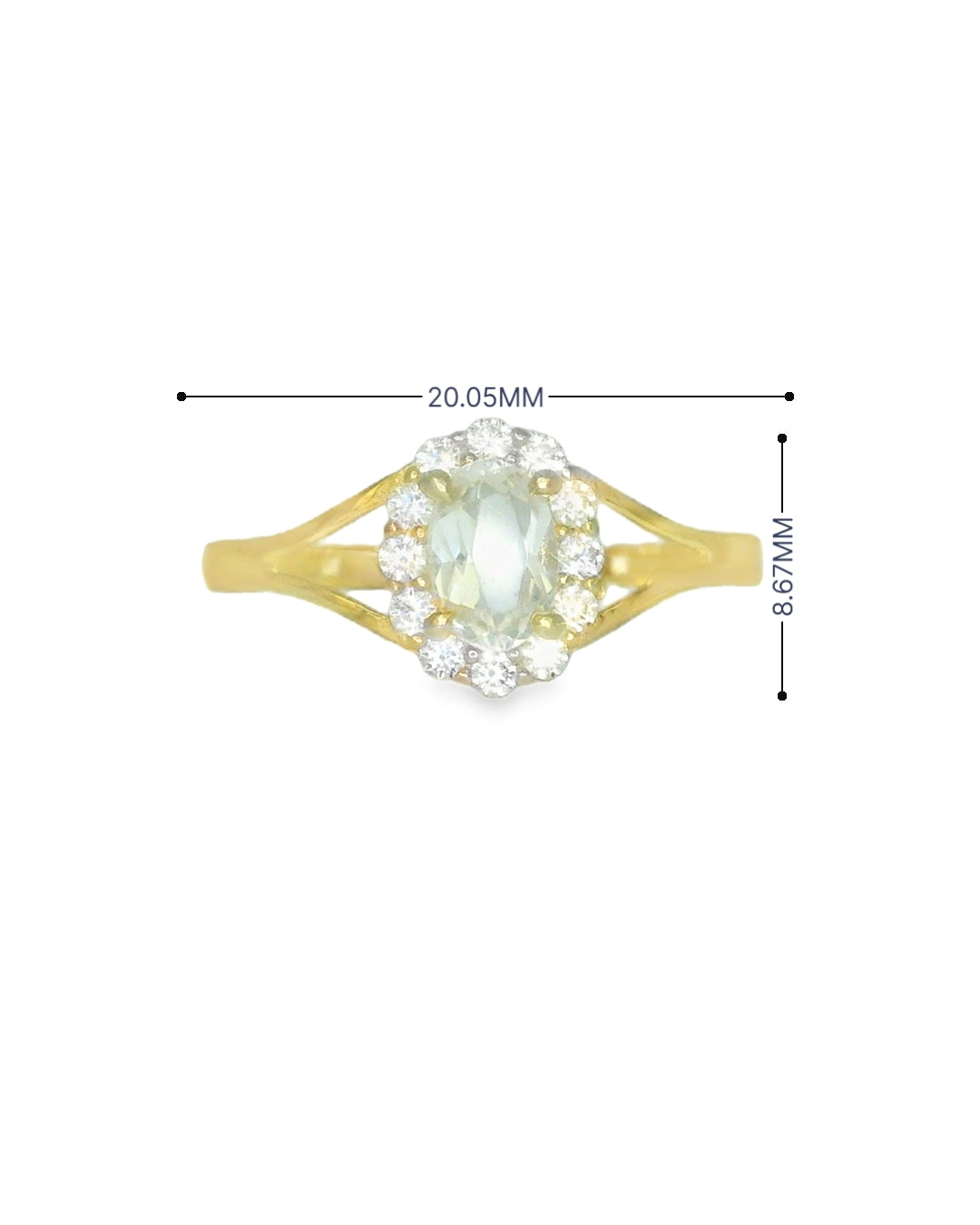 14K YELLOW GOLD FANCY OVAL RING SIZE 8 WHITE CZ 1.6G