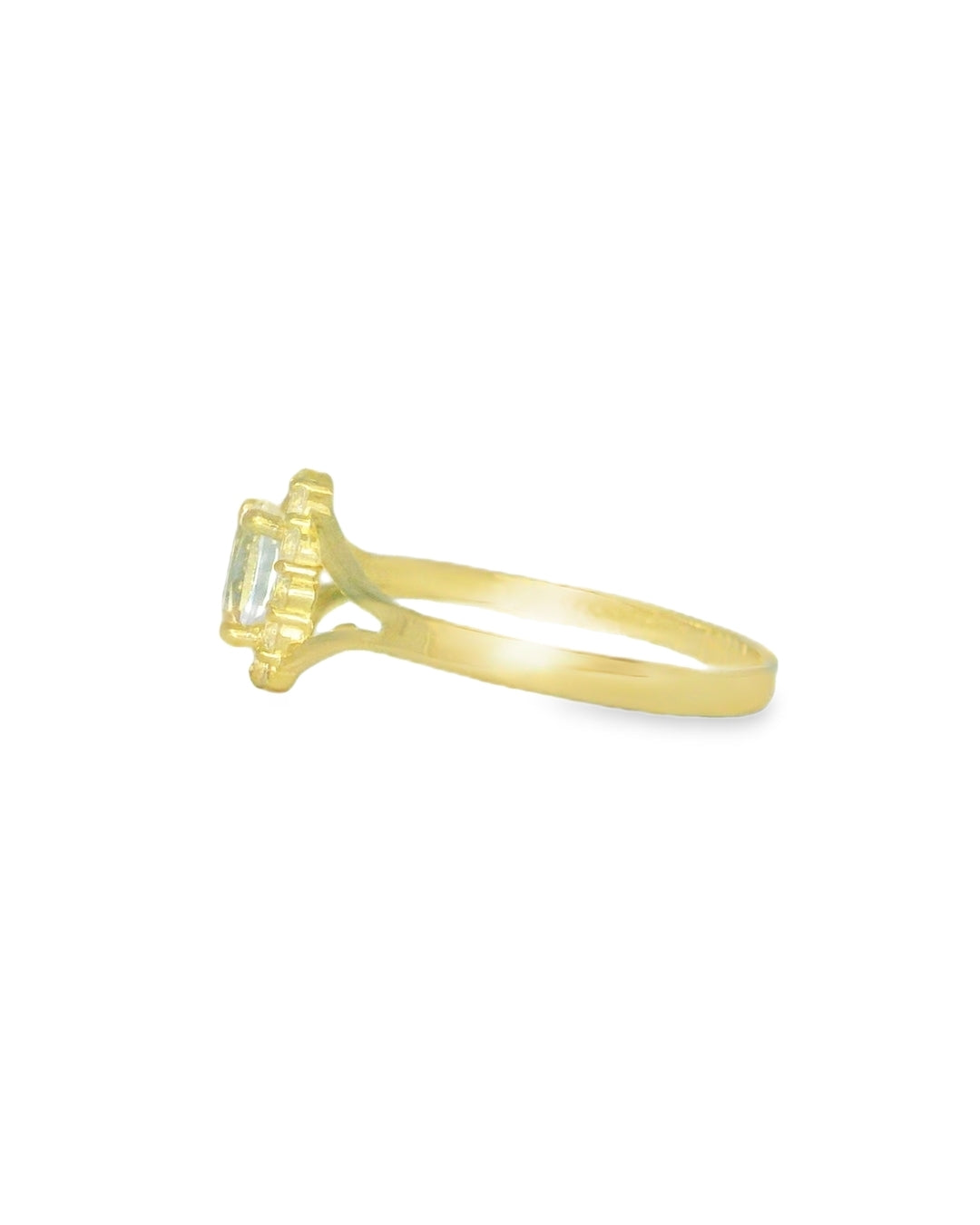 14K YELLOW GOLD FANCY OVAL RING SIZE 8 WHITE CZ 1.6G