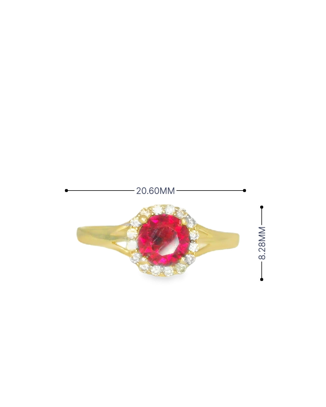 14K YELLOW GOLD RING SIZE 8 1/4 RED ROUND CZ 1.8G