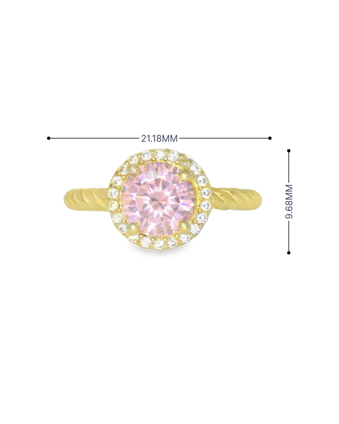 14K YELLOW GOLD RING SIZE 7 1/4 PINK ROUND CZ 3G