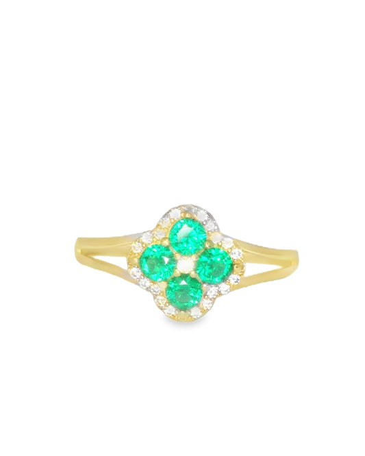 14K YELLOW GOLD RING SIZE 8 1/2 GREEN CZ 1.8G