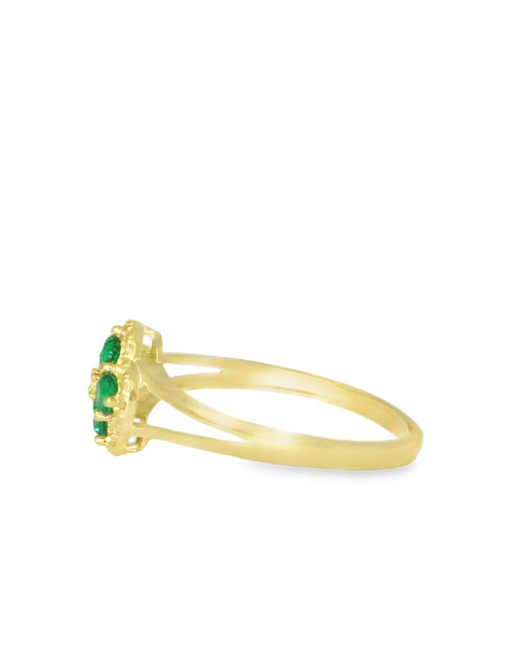 14K YELLOW GOLD RING SIZE 8 1/2 GREEN CZ 1.8G