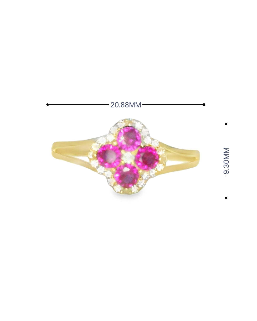 14K YELLOW GOLD RING SIZE 8 1/2 RED CZ 1.8G
