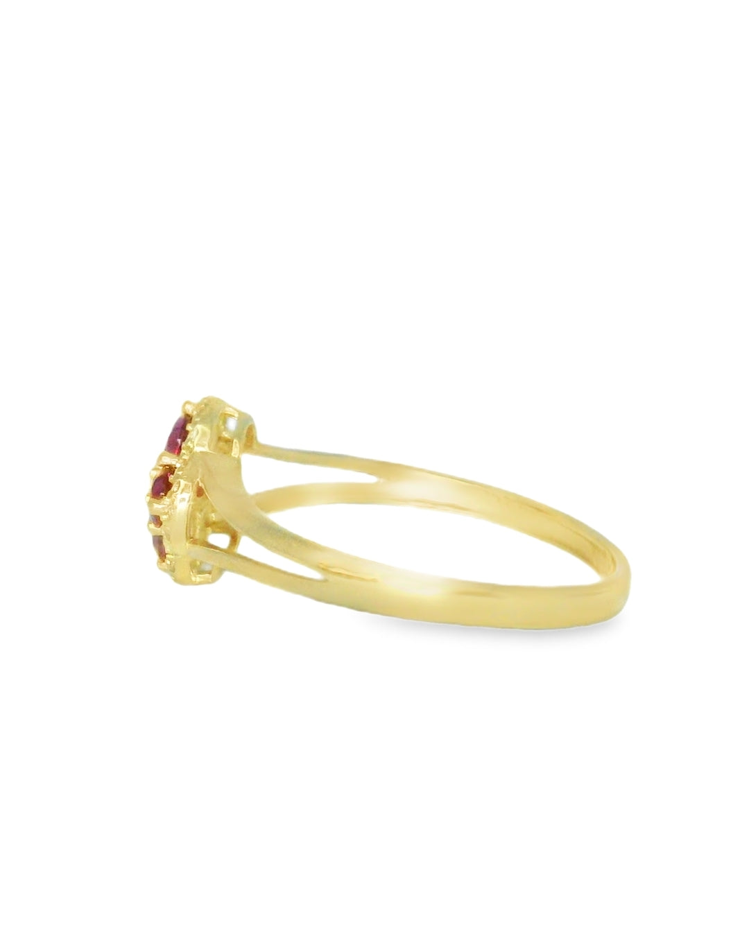 14K YELLOW GOLD RING SIZE 8 1/2 RED CZ 1.8G