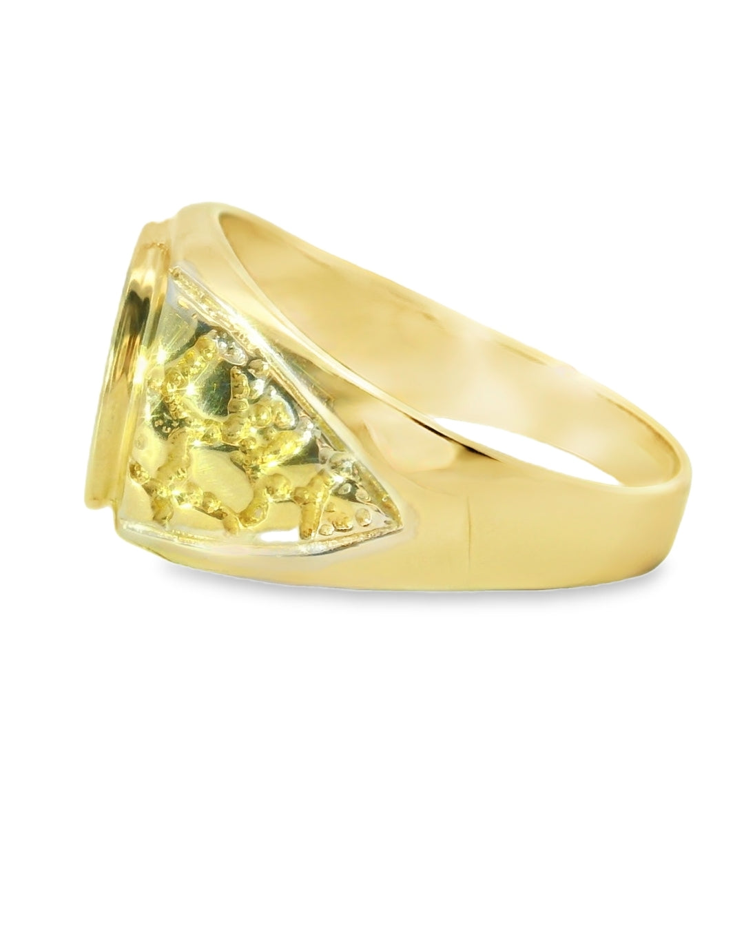 14K TWO TONE SOLID GOLD NUGGET RING SIZE 10 4.6G