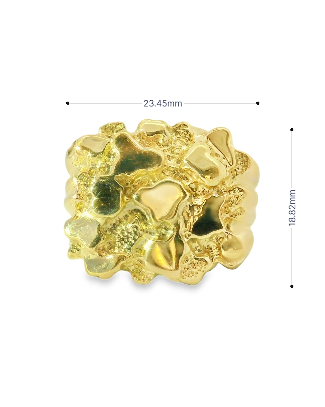 14K YELLOW GOLD SOLID NUGGET SQUARE RING SIZE 10 17.9G