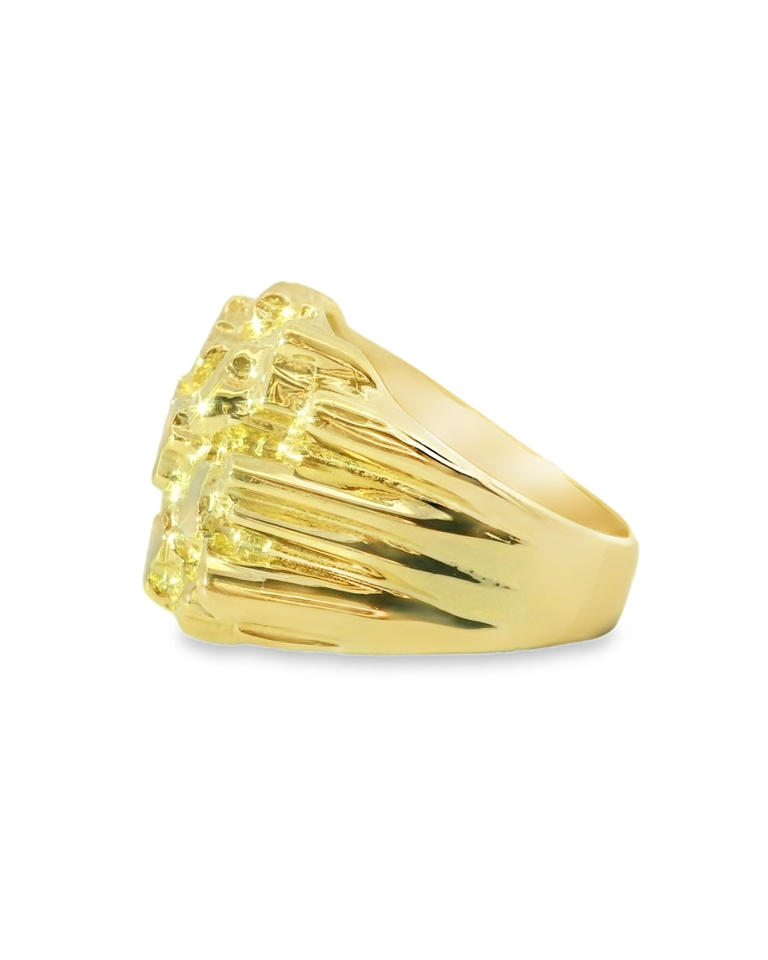 14K YELLOW GOLD SOLID NUGGET SQUARE RING SIZE 10 17.9G