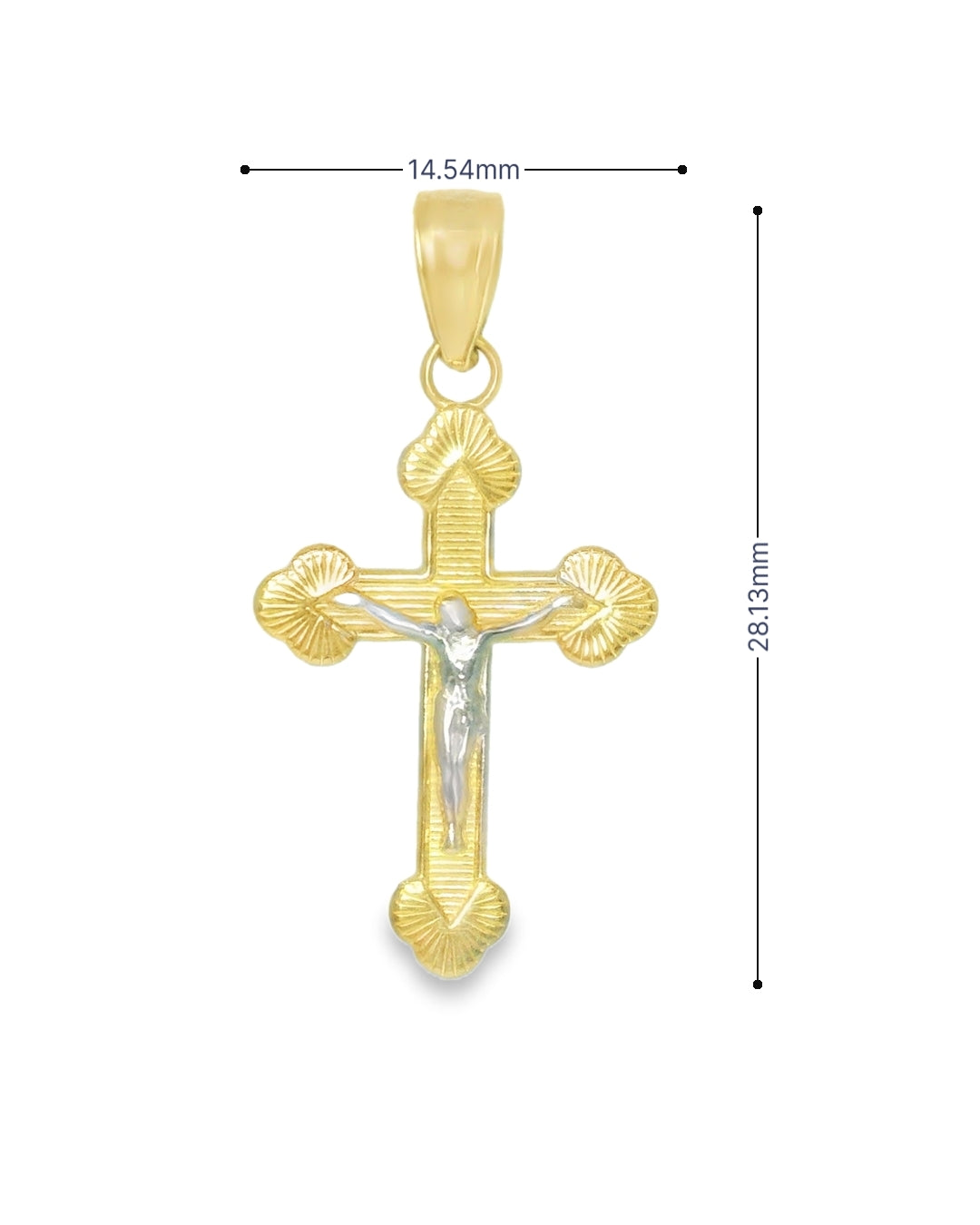 14K TWO TONE GOLD JESUS CHRIST CROSS 14.55MM WIDTH 28.13MM LENGTH 1.2G