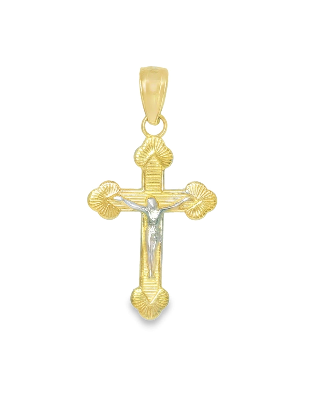 14K TWO TONE GOLD JESUS CHRIST CROSS 14.55MM WIDTH 28.13MM LENGTH 1.2G