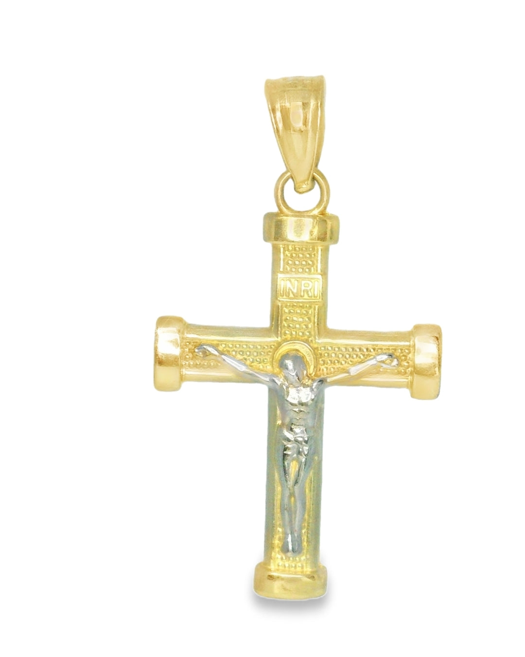 14K TWO TONE GOLD JESUS CHRIST CROSS 16.59MM WIDTH 30.83MM LENGTH 1.4G
