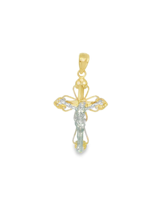 14K TWO TONE JESUS CHRIST CROSS 14.05MM WIDTH 26.29MM LENGTH