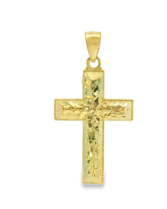 10K YELLOW GOLD NUGGET CROSS 17.19MM WIDTH 32.80MM LENGTH  1.7G