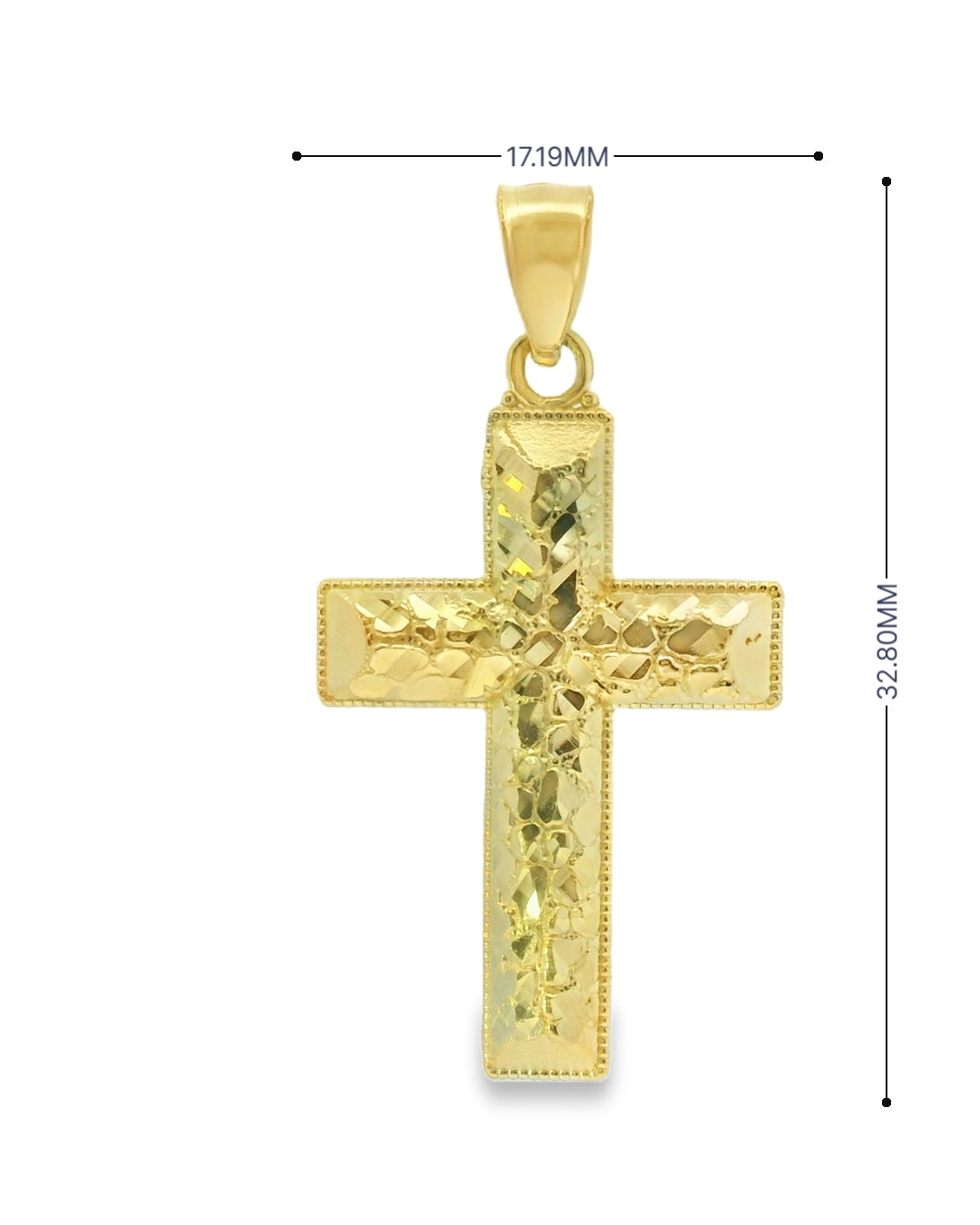 10K YELLOW GOLD NUGGET CROSS 17.19MM WIDTH 32.80MM LENGTH  1.7G