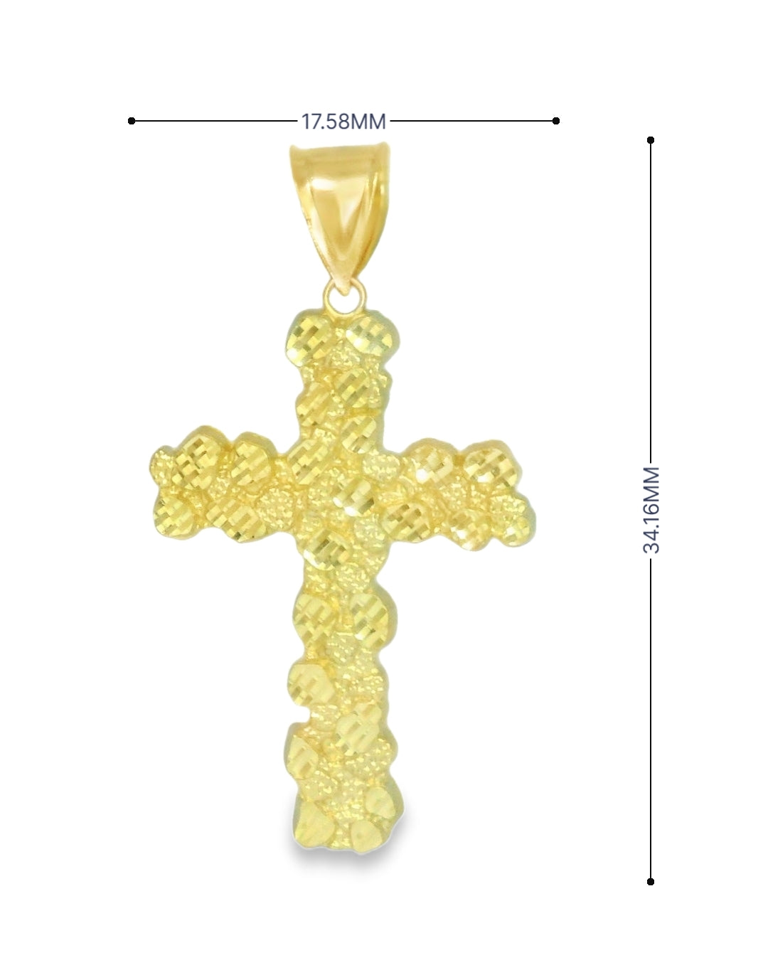 10K YELLOW GOLD NUGGET CROSS 17.58MM WIDTH 34.16MM LENGTH 1.6G
