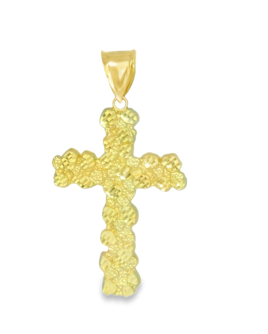 10K YELLOW GOLD SOLID NUGGET CROSS 1.6G