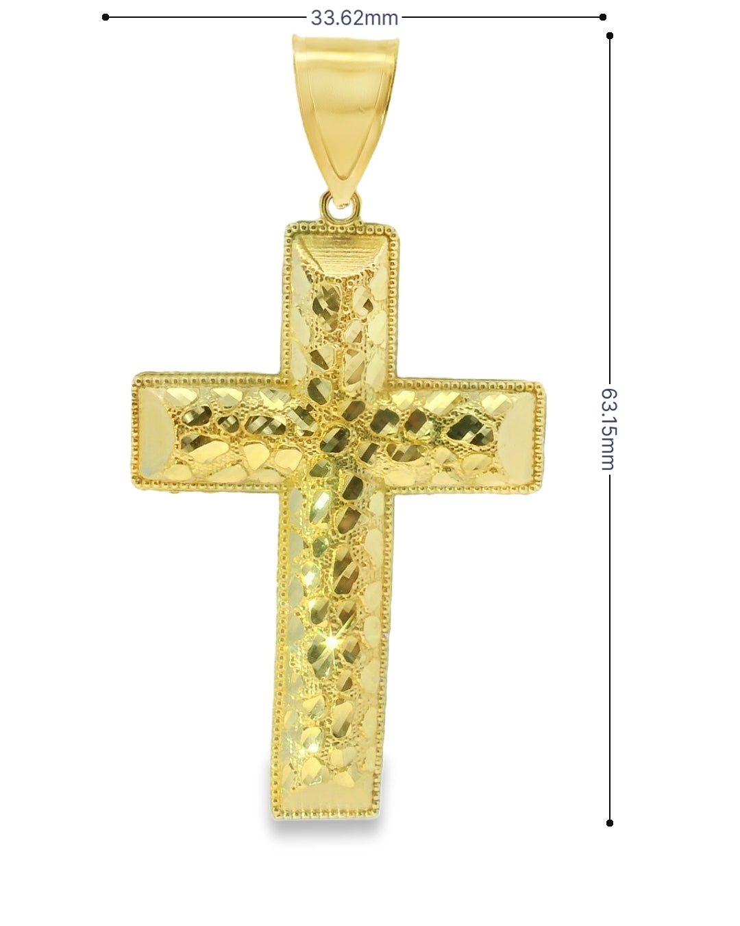 10K YELLOW GOLD SOLID NUGGET CROSS 7G