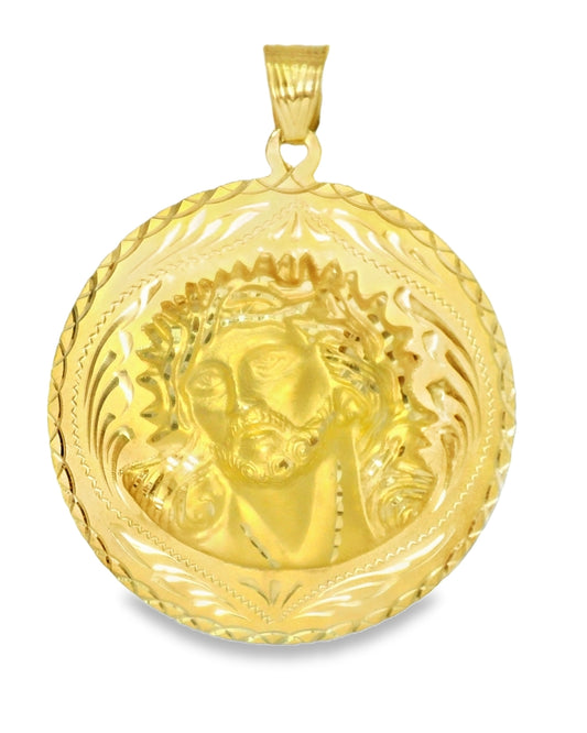 14K TRI COLOR SOLID GOLD DUO JESUS/VIRGEN MARY CHARM 70.43MM LENGTH 55.01MM WIDTH 26.3G