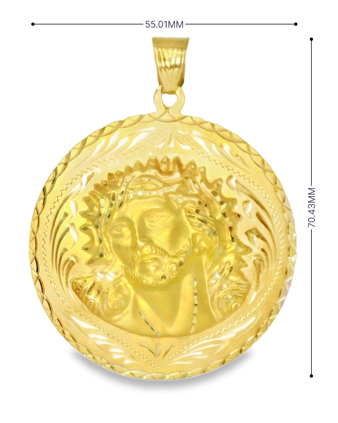 14K TRI COLOR SOLID GOLD DUO JESUS/VIRGEN MARY CHARM 70.43MM LENGTH 55.01MM WIDTH 26.3G