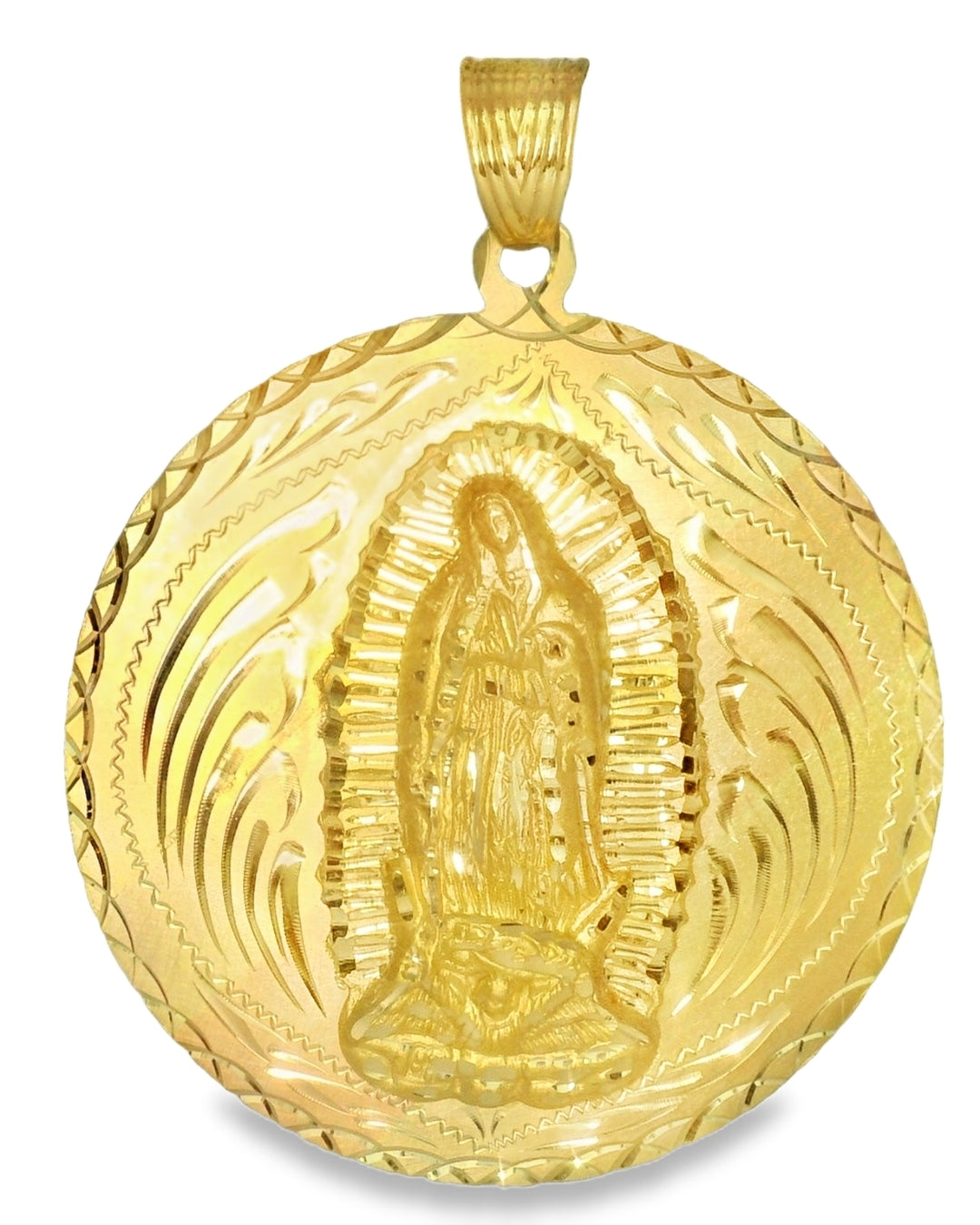 14K TRI COLOR SOLID GOLD DUO JESUS/VIRGEN MARY CHARM 70.43MM LENGTH 55.01MM WIDTH 26.3G