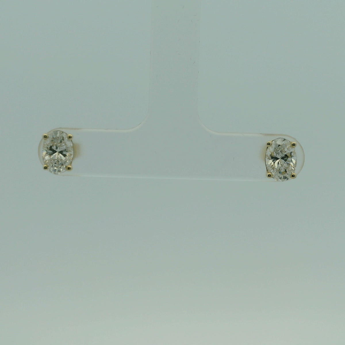14K YELLOW GOLD OVAL LAB DIAMOND SOLITAIRE 1.50CTW EARRINGS 1.3G UNISEX