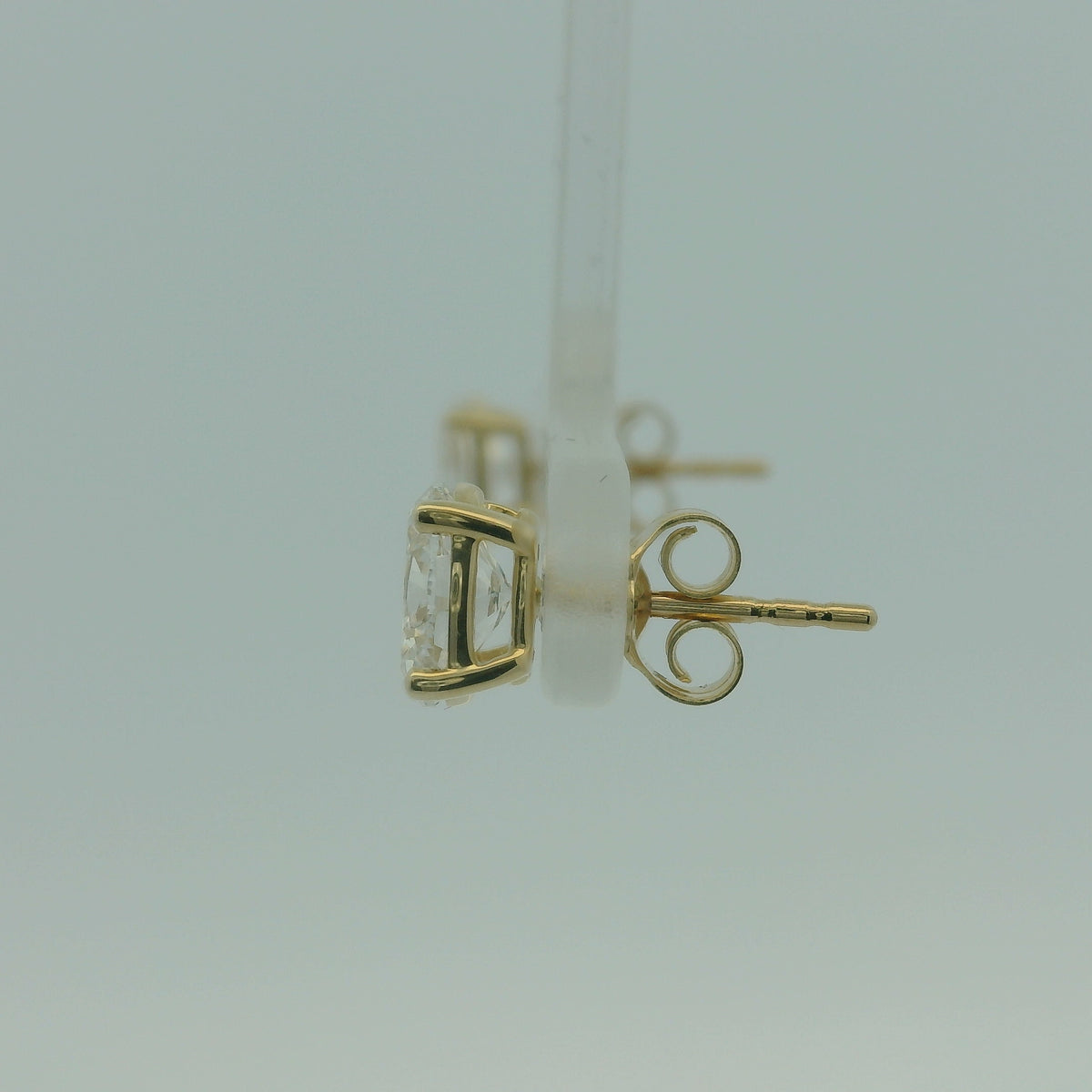 14K YELLOW GOLD OVAL LAB DIAMOND SOLITAIRE 1.50CTW EARRINGS 1.3G UNISEX