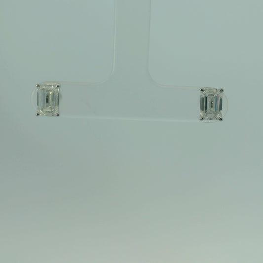 14K WHITE GOLD EMERALD LAB DIAMOND 2.00CTW EARRINGS 1.4G UNISEX