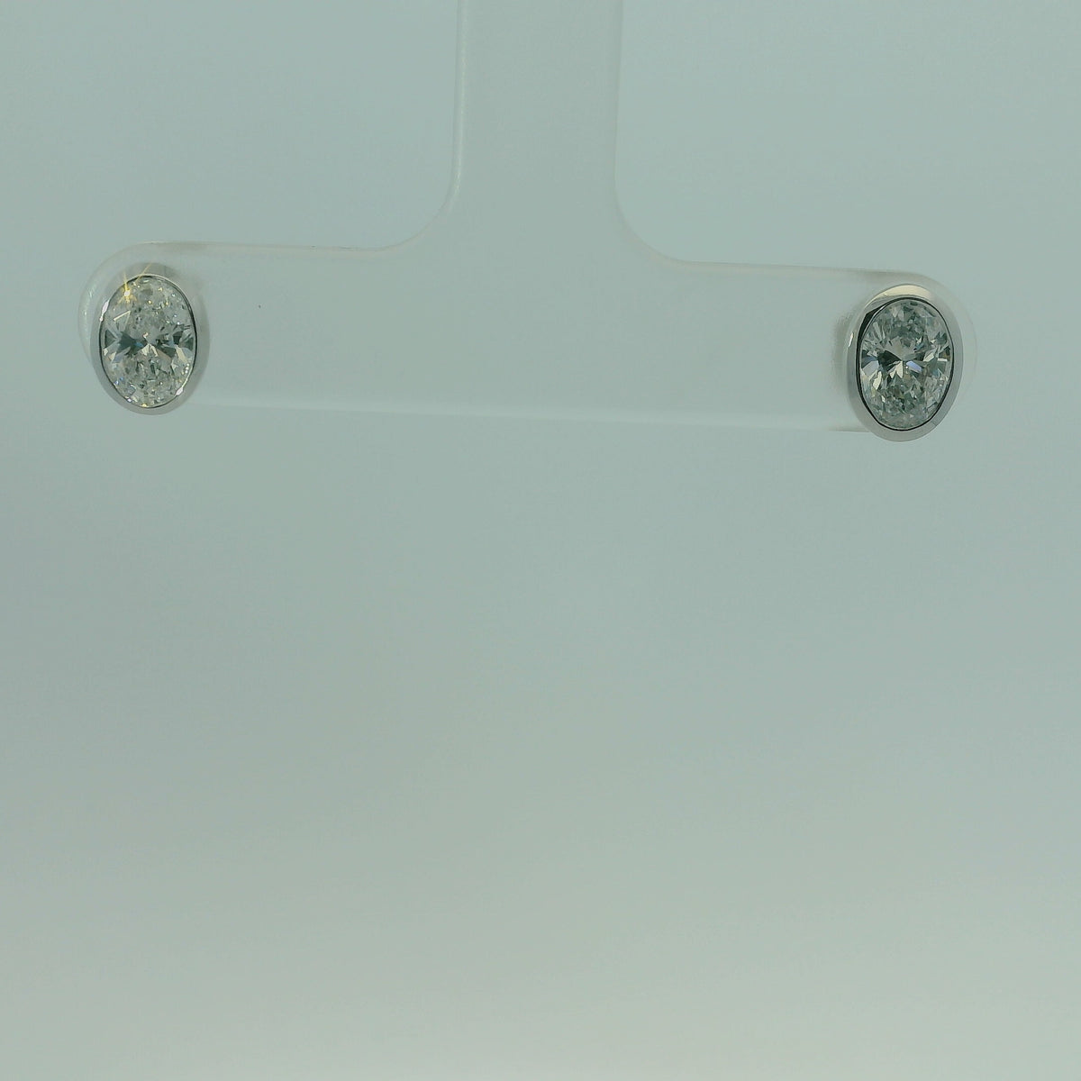 14K WHITE GOLD OVAL LAB DIAMOND SOLITAIRE 1.00CTW EARRINGS 1.2G UNISEX