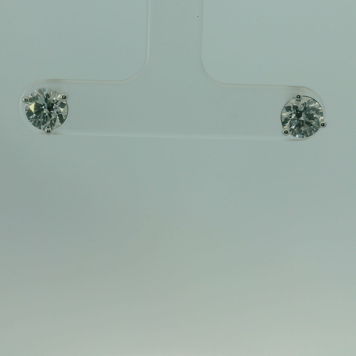 14K WHITE GOLD ROUND LAB DIAMOND SOLITAIRE 1.50CTW EARRINGS 1.4G UNISEX
