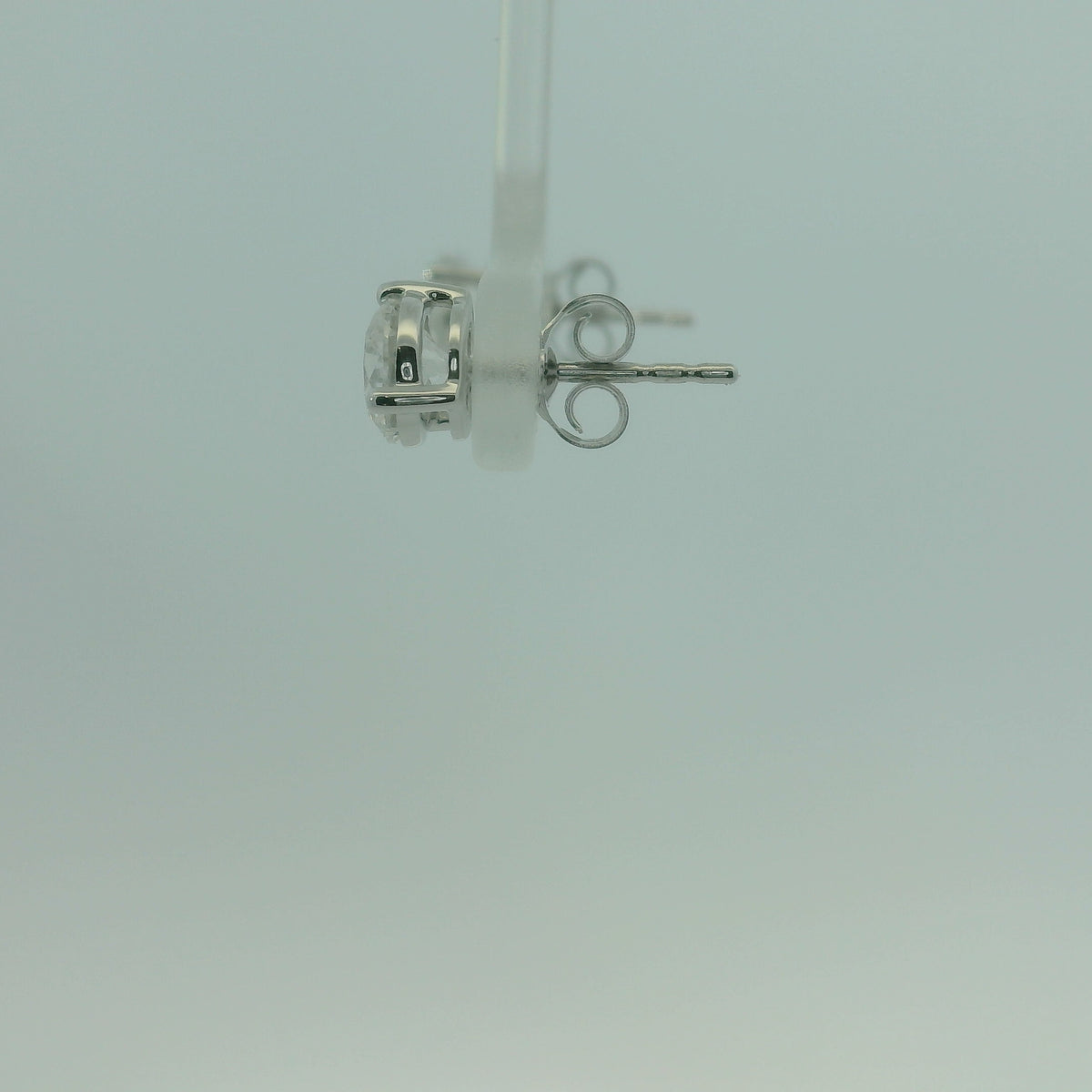 14K WHITE GOLD ROUND LAB DIAMOND SOLITAIRE 1.50CTW EARRINGS 1.4G UNISEX