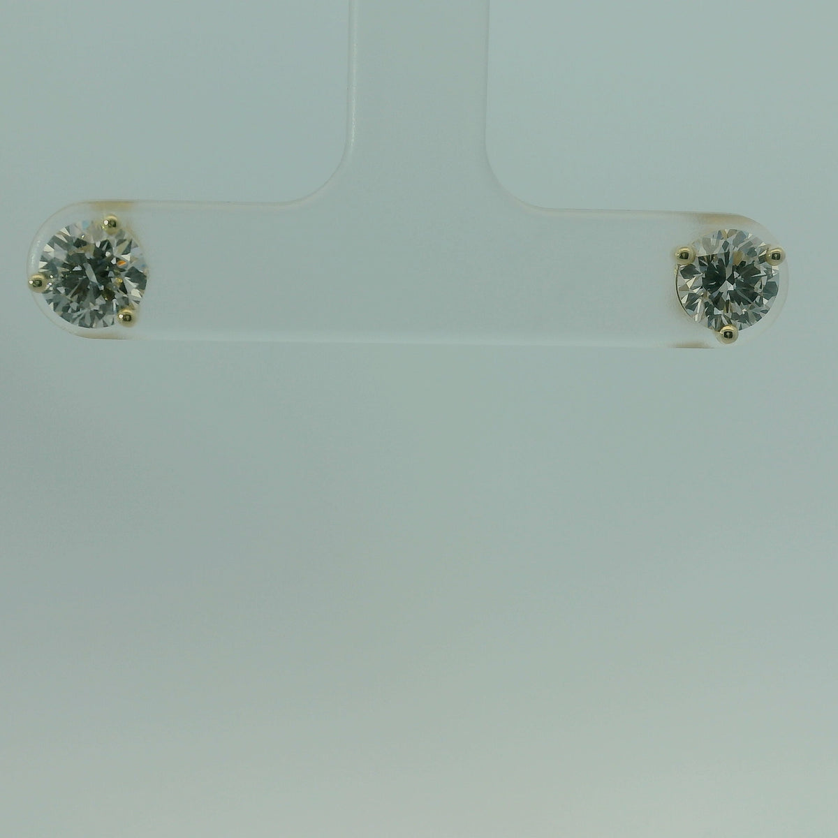 14K YELLOW GOLD ROUND LAB DIAMOND SOLITAIRE 1.50CTW EARRINGS 1.4G UNISEX