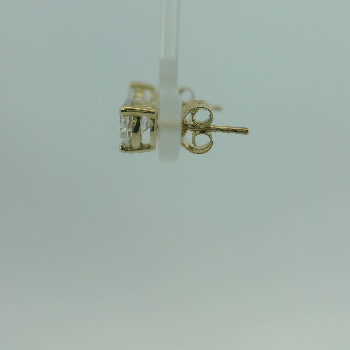 14K YELLOW GOLD ROUND LAB DIAMOND SOLITAIRE 1.50CTW EARRINGS 1.4G UNISEX