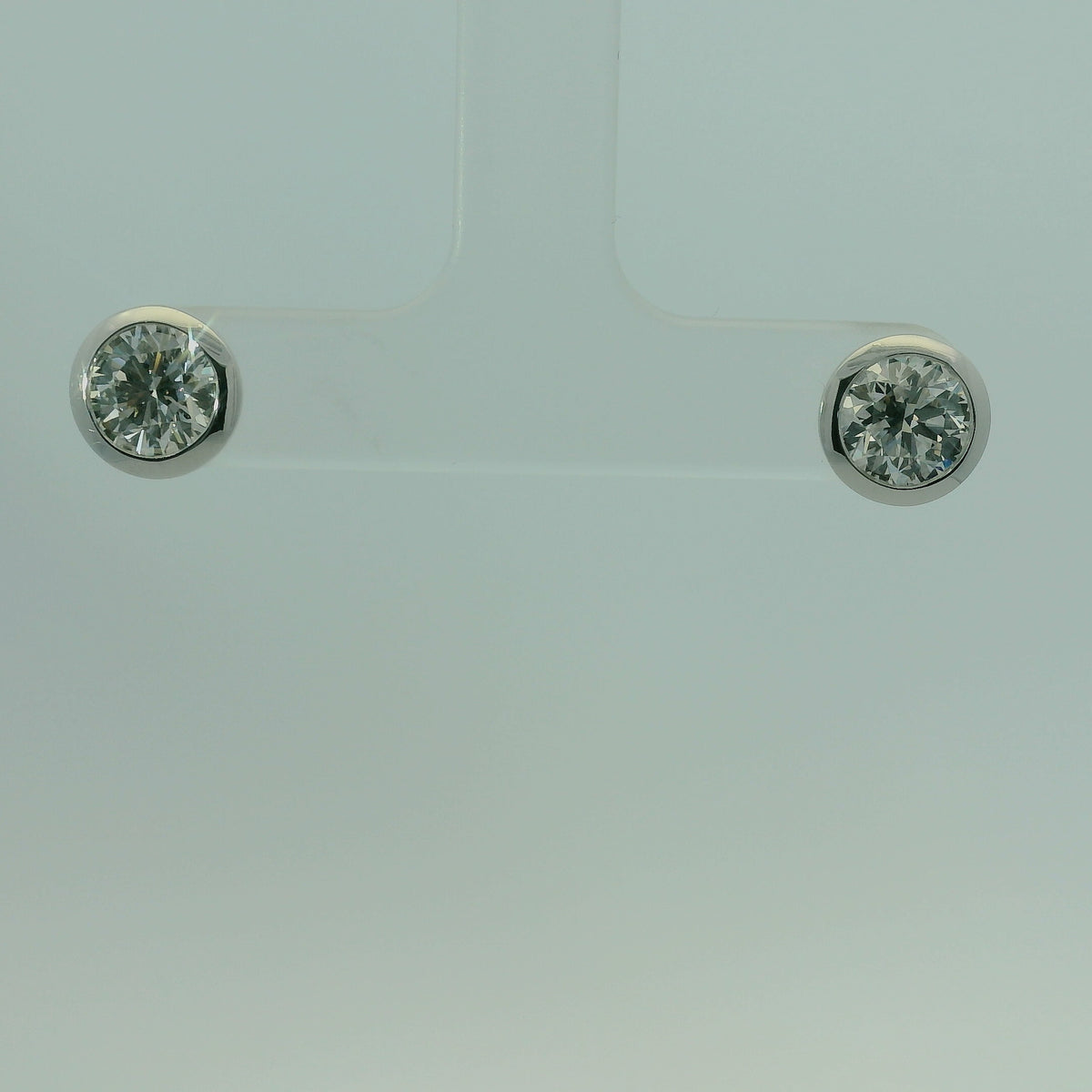 14K WHITE GOLD ROUND LAB DIAMOND SOLITAIRE 2.00CTW EARRINGS 2.0G UNISEX