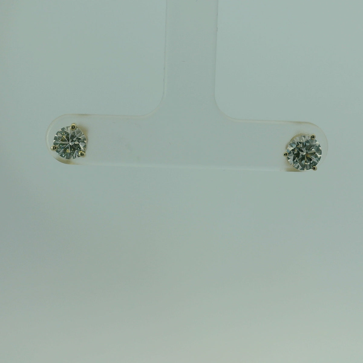 14K YELLOW GOLD ROUND LAB DIAMOND SOLITAIRE 1.00CTW EARRINGS 1.0G UNISEX