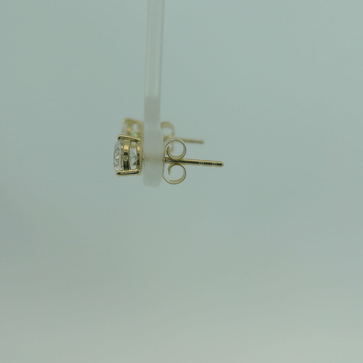 14K YELLOW GOLD ROUND LAB DIAMOND SOLITAIRE 1.00CTW EARRINGS 1.0G UNISEX