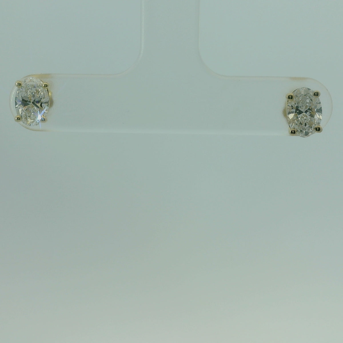 14K YELLOW GOLD OVAL LAB DIAMOND SOLITAIRE 1.00CTW EARRINGS 1.2G UNISEX