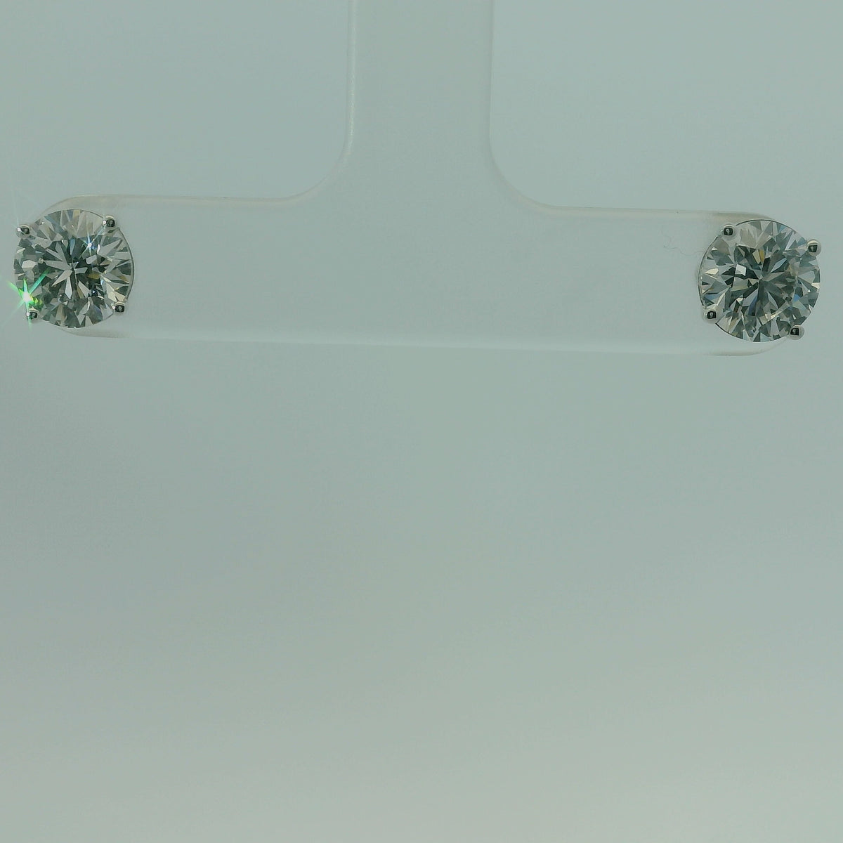 14K WHITE GOLD ROUND LAB DIAMOND SOLITAIRE 2.00CTW EARRINGS 1.3G UNISEX