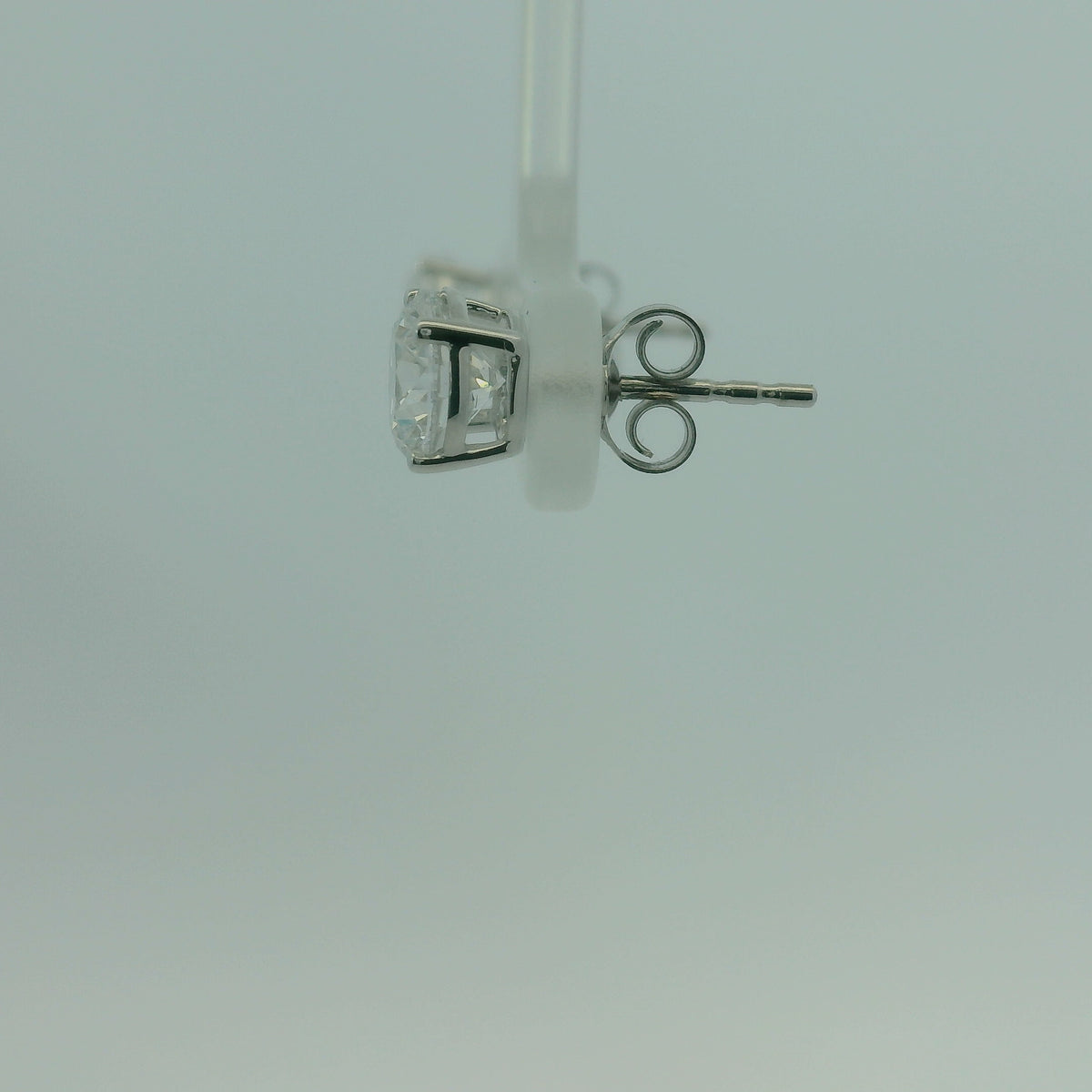14K WHITE GOLD ROUND LAB DIAMOND SOLITAIRE 2.00CTW EARRINGS 1.3G UNISEX