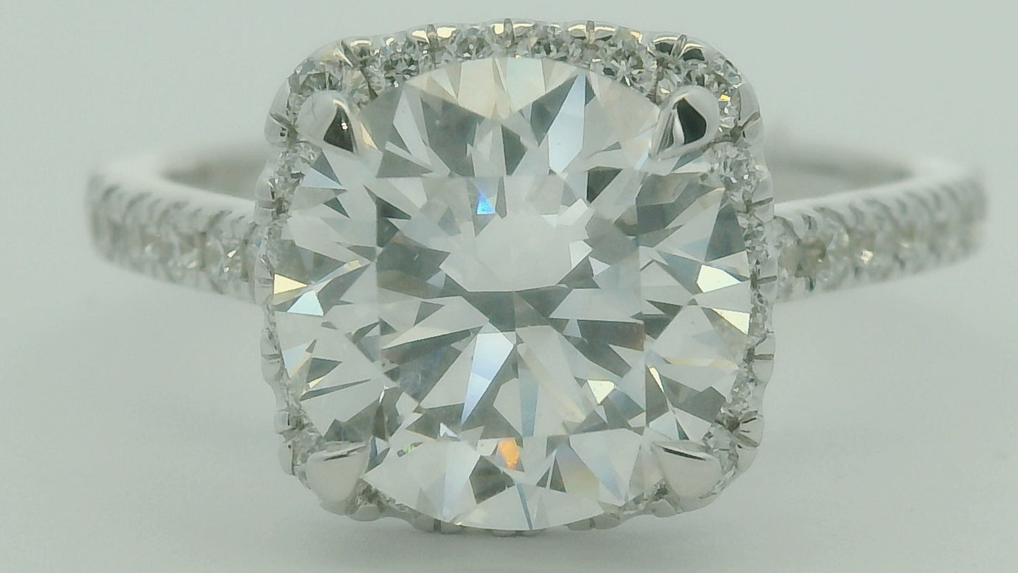 14K WHITE GOLD ROUND DIAMOND LAB GROWN 3.50CTW SIZE 7 4.0G