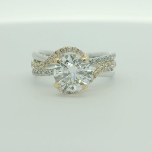14K TWO TONE GOLD ROUND DIAMOND LAB GROWN 2.50CTW SIZE 7 5.5G