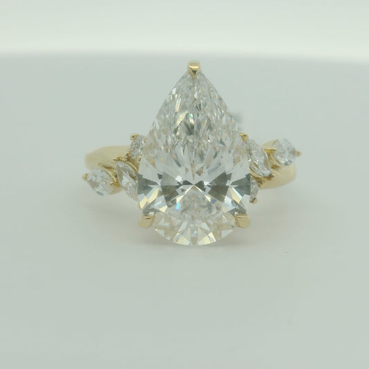 14K YELLOW GOLD PEAR/MARQUISE/ROUND DIAMOND LAB GROWN 5.50CTW SIZE 7 5.0G