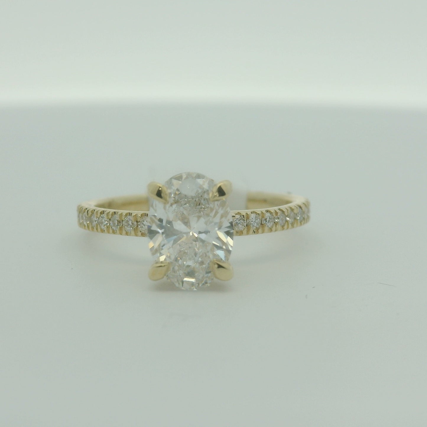 14K YELLOW GOLD ROUND/OVAL DIAMOND LAB GROWN 1.75CTW SIZE 7 2.9G