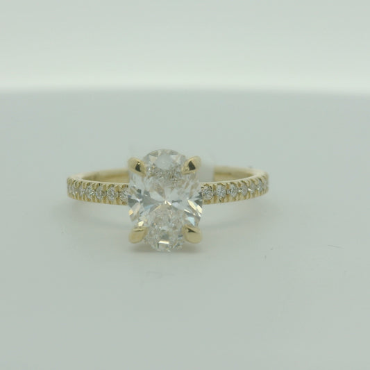 14K YELLOW GOLD ROUND/OVAL DIAMOND LAB GROWN 1.75CTW SIZE 7 2.9G