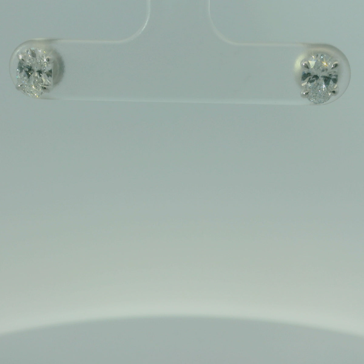 14K WHITE GOLD LAB DIAMOND OVAL 1.05CTW EARRINGS 1.1G UNISEX