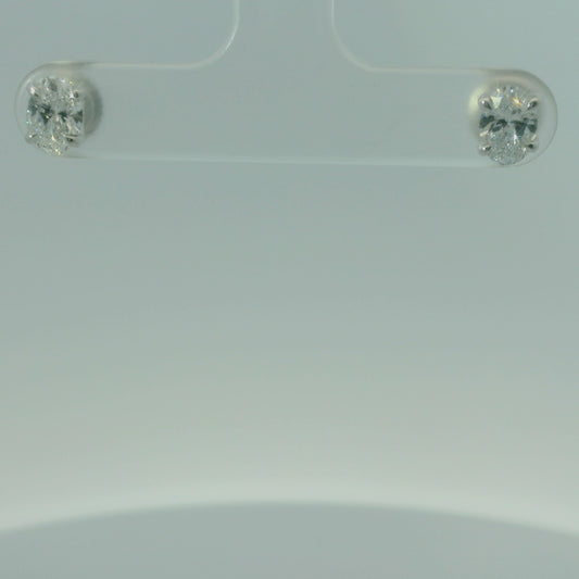 14K WHITE GOLD LAB DIAMOND OVAL 1.05CTW EARRINGS 1.1G UNISEX