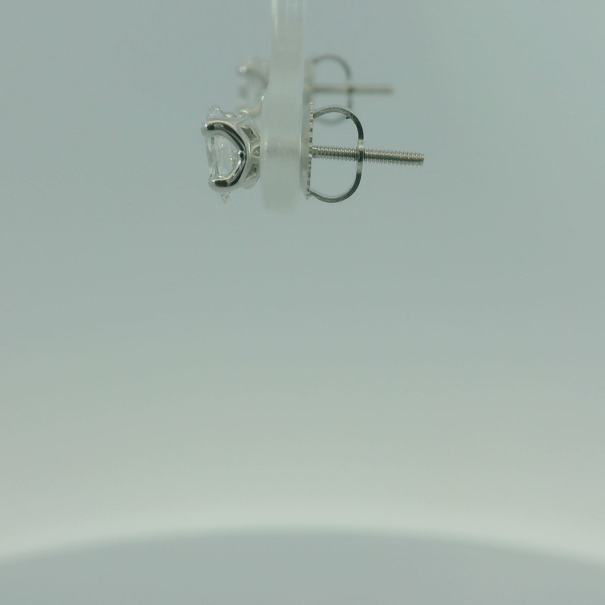 14K WHITE GOLD LAB DIAMOND OVAL 1.05CTW EARRINGS 1.1G UNISEX