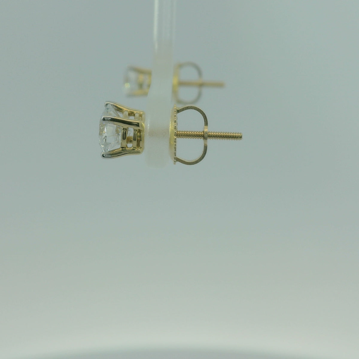 14K YELLOW GOLD LAB DIAMOND ROUND 1.10CTW EARRINGS 1.2G UNISEX