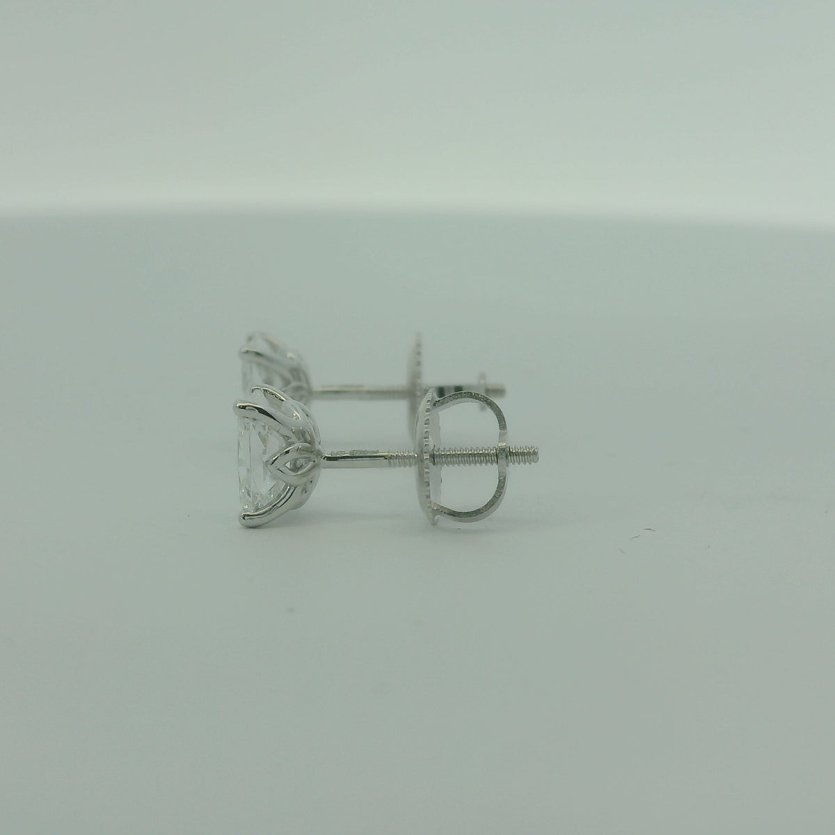 14K WHITE GOLD LAB DIAMOND RADIANT 1.04CTW EARRINGS 1.1G UNISEX