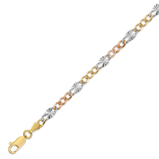 14K TRI COLOR GOLD STAR CUBAN CHAIN 20" 2.31MM CHILDREN AND WOMEN 4.1G